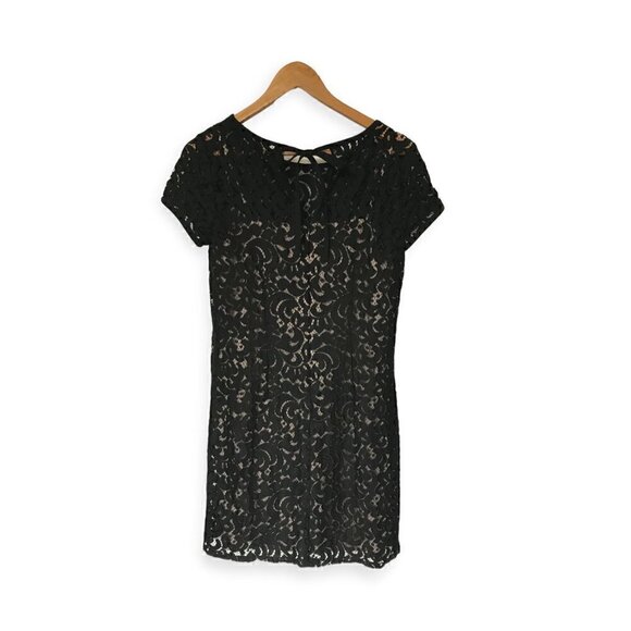 Loft black lace mini dress with Nude Underlay, Size 6 - Picture 2 of 11